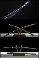 Hand Made High Quality Damascus Steel Katana Blue Special Edge - Kanu Swords