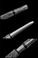 Hand Made High Quality T10 Steel Tanto Oxhorn Saya Real Rayskin - Kanu Swords