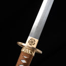 Handmade Chokuto Ninjato Straight Sword Folded Damascus Steel Blade Flower - Kanu Swords
