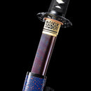 Handmade Damascus Folded Steel Real Japanese Wakizashi Sword With Purple Blade - Kanu Swords
