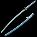 Handmade Japanese Katana Sword 1045 Carbon Steel With Teal Blade And Scabbard - Kanu Swords
