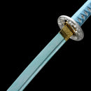 Handmade Japanese Katana Sword 1045 Carbon Steel With Teal Blade And Scabbard - Kanu Swords