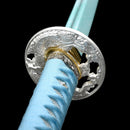 Handmade Japanese Katana Sword 1045 Carbon Steel With Teal Blade And Scabbard - Kanu Swords