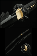 Handmade Japanese Katana Sword 1060 Carbon Steel With Black Scabbard - Kanu Swords
