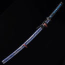 Handmade Japanese Katana Sword 1060 Carbon Steel With Blue Blade And Scabbard - Kanu Swords
