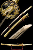 Handmade Japanese Samurai Katana Sword High Manganese Steel With Golden Blade And Scabbard - Kanu Swords