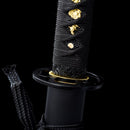 Handmade Japanese Sword T10 Clay Tempered Steel Katana Real Hamon Full Tang With Black Scabbard - Kanu Swords