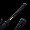 Handmade Japanese Sword T10 Clay Tempered Steel Katana Real Hamon Full Tang With Black Scabbard - Kanu Swords