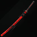 Handmade Japanese Sword T10 Folded Clay Tempered Steel With Red Scabbard - Kanu Swords