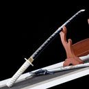 Handmade Japanese Wakizashi Sword High Manganese Steel With Blue Blade And Silver Scabbard - Kanu Swords