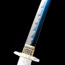 Handmade Japanese Wakizashi Sword High Manganese Steel With Blue Blade And Silver Scabbard - Kanu Swords