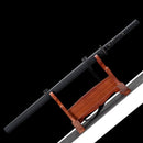 Handmade Ninjato Straight Japanese Sword Spring Steel With Black Blade - Kanu Swords