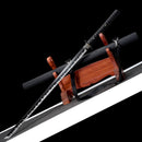 Handmade Ninjato Straight Japanese Sword Spring Steel With Black Blade - Kanu Swords