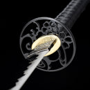 Handmade Ninjato Straight Japanese Sword Spring Steel With Black Blade - Kanu Swords