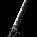 Handmade Ninjato Straight Japanese Sword Spring Steel With Black Blade - Kanu Swords