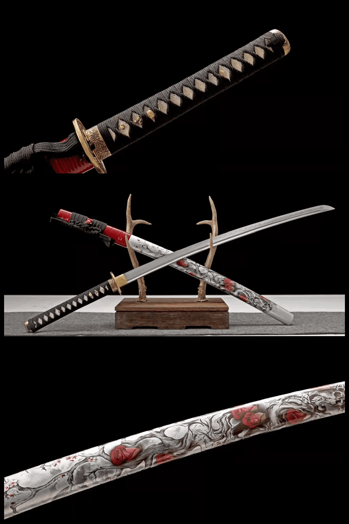 Handmade Rose Love Samurai Katana T10