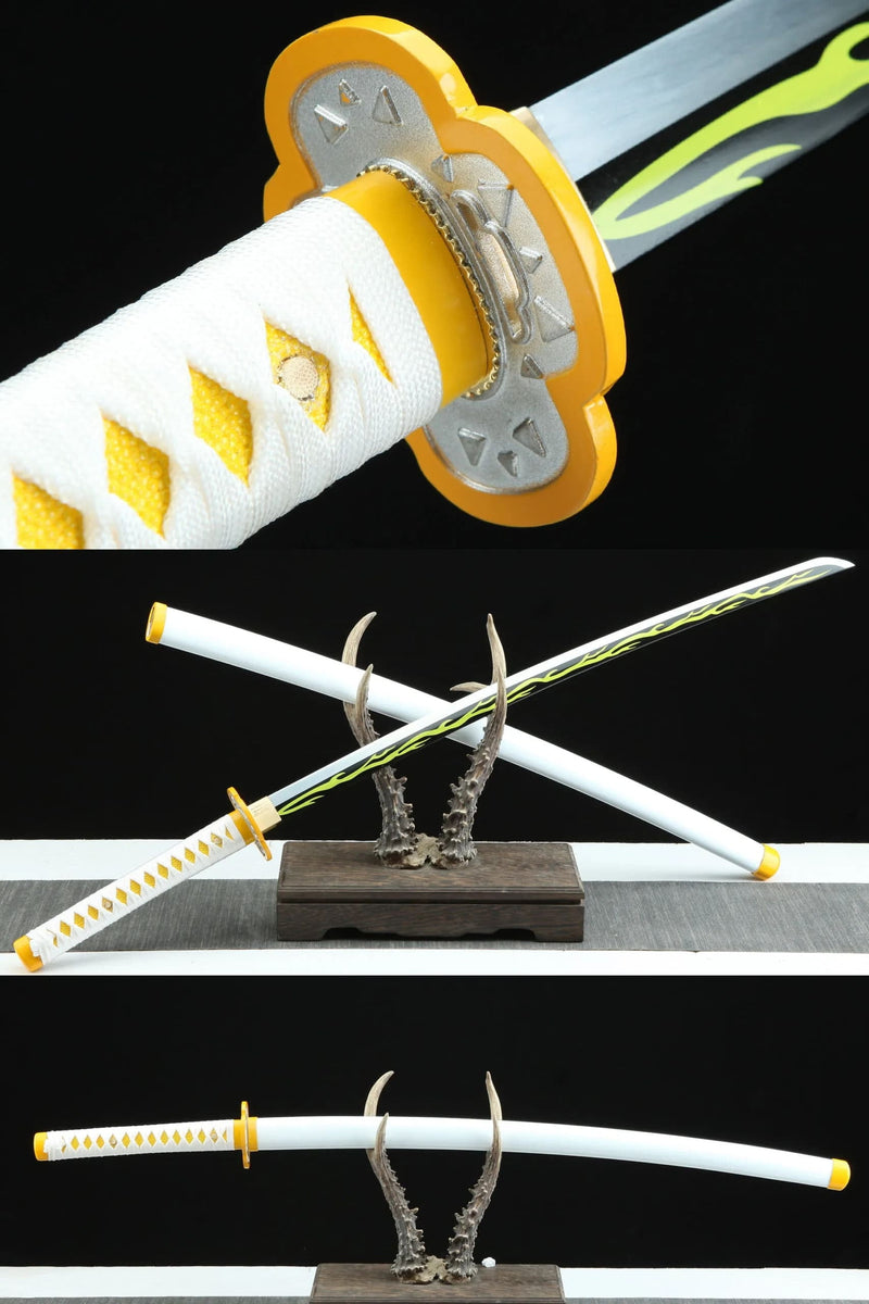 Zenitsu Agatsuma's Katana 1045 Steel Blade Demon Slayer Sword Kimetsu