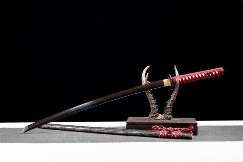 Hand Made Superior T10 Katana Real Hamon Clay Tempered Rayskin Saya