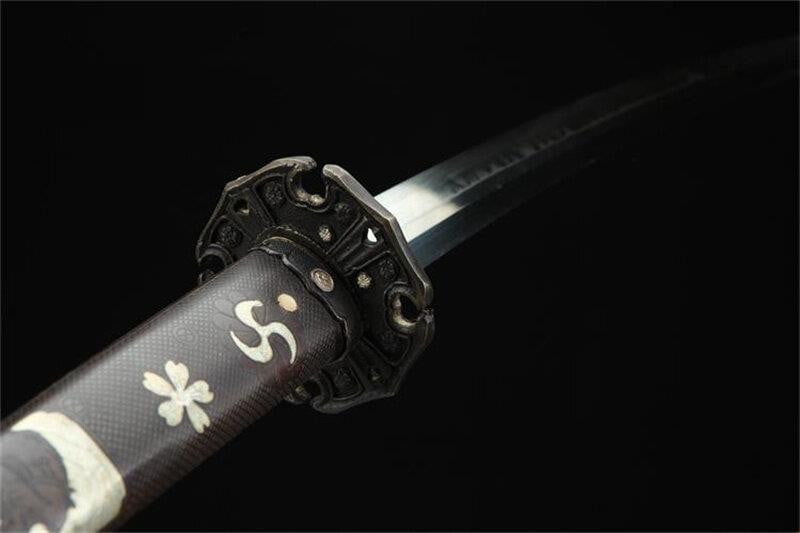 Japanese Tachi Sword Damascus Steel Real Hamon Full Tang Clay Tempered Katana