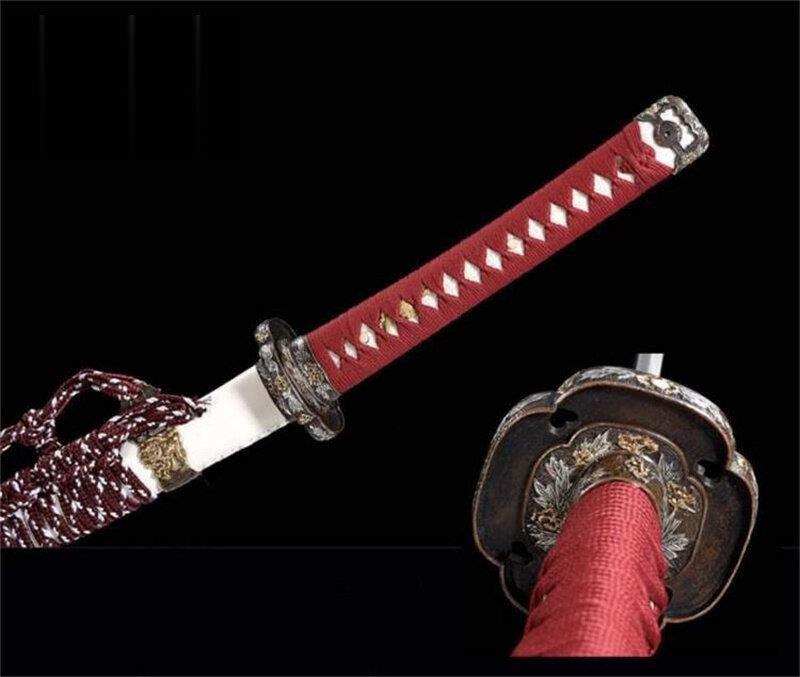 Handmade Japanese Tachi Sword T10 Real Hamon Clay Tempered Red Dawn Katana