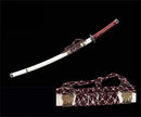 Handmade Japanese Tachi Sword T10 Real Hamon Clay Tempered Red Dawn Katana