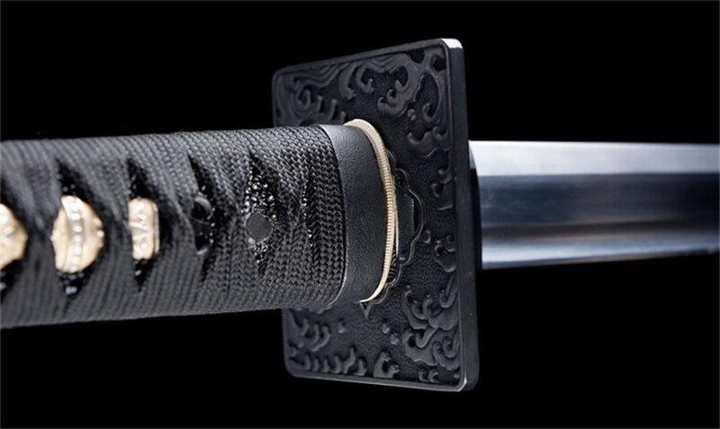 Hand Made High Quality T10 Steel Ninjato Black Orange Wave