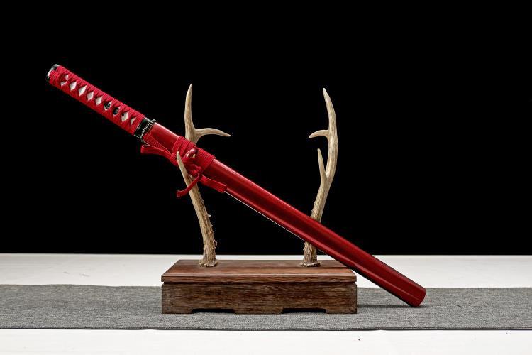 Hand Made High Quality T10 Steel Wakizashi Red