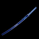 Blue-patterned 1045 katana sword, handcrafted for samurai sword collectors and enthusiast