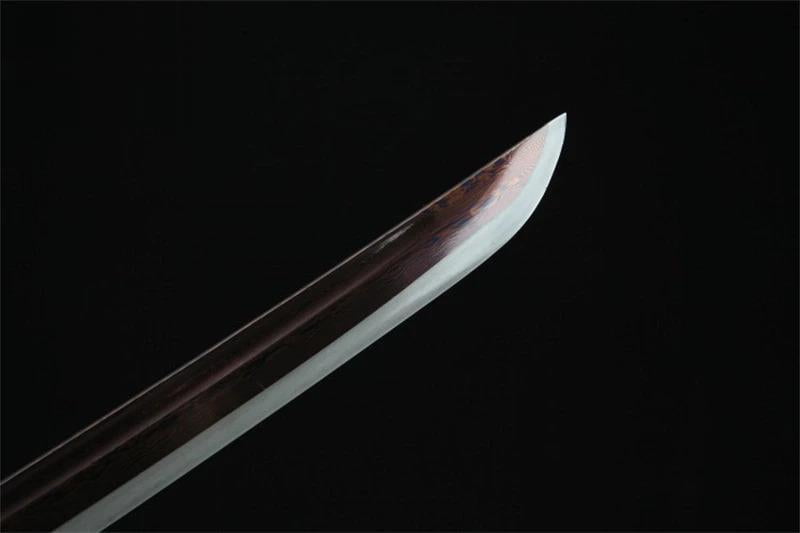Premium Damascus steel katana sword with an elegant blue special edge for a bold look