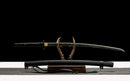 Black wolf katana crafted from high-quality T10 steel in traditional Japanese style
