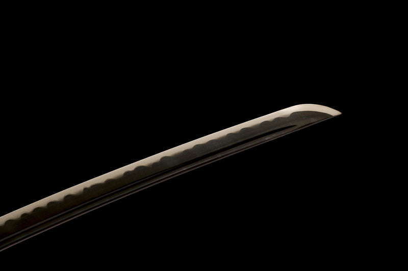 Handcrafted T10 steel Japanese katana sword with a fierce black wolf motif on the handle