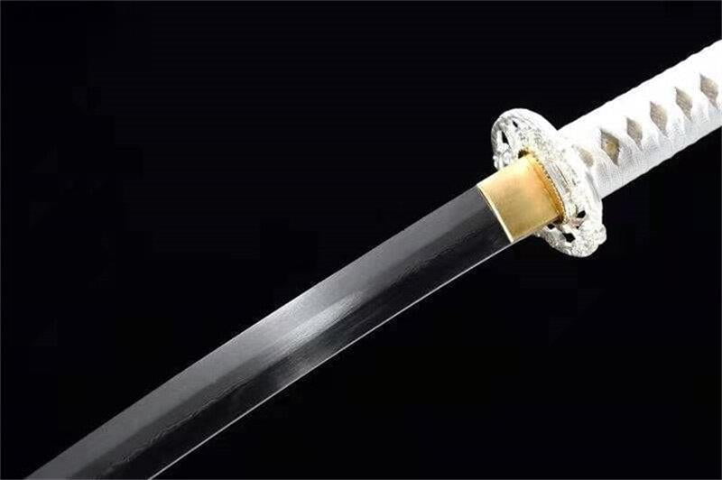 High-quality katana sword crafted from T10 steel, featuring a delicate geisha motif