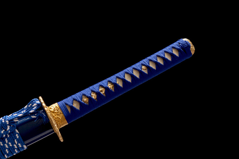 Hand Made High Quality Blue Damascus Steel Japanese Katana Sword - Kanu Swords