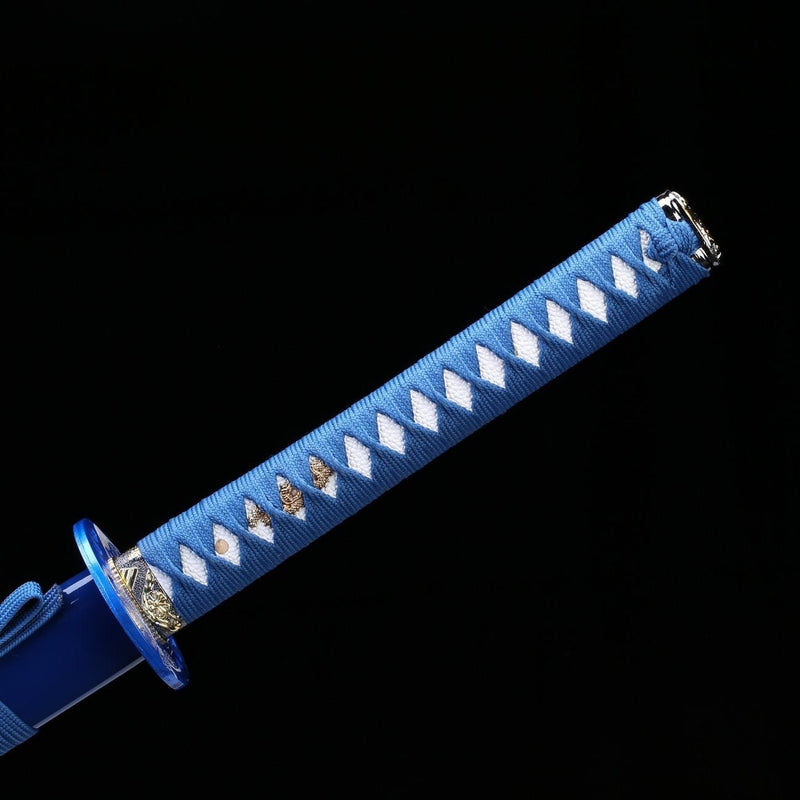 1045 Carbon Steel Katana - Handmade Blue Pattern Samurai Sword