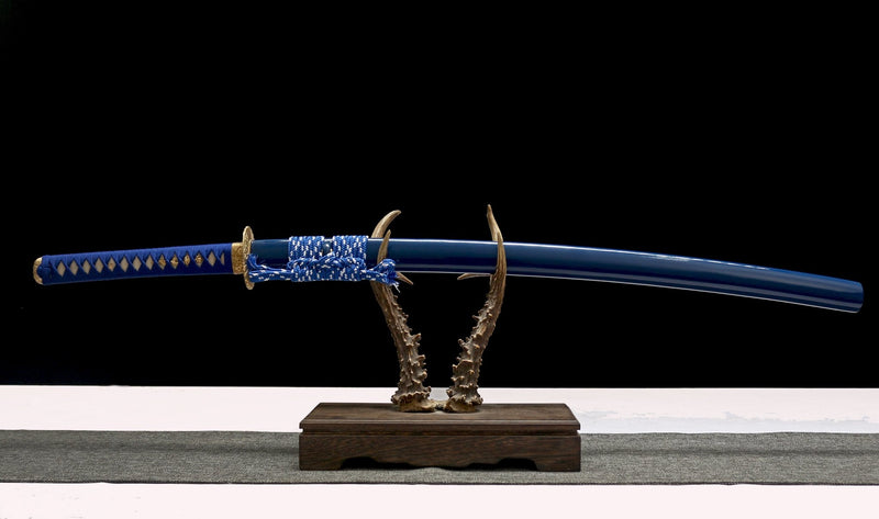 Hand Made Blue Damascus Steel Katana Sword | Kanu Swords