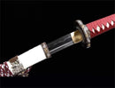 Handmade Japanese Tachi Sword T10 Real Hamon Clay Tempered Red Dawn Katana - Kanu Swords